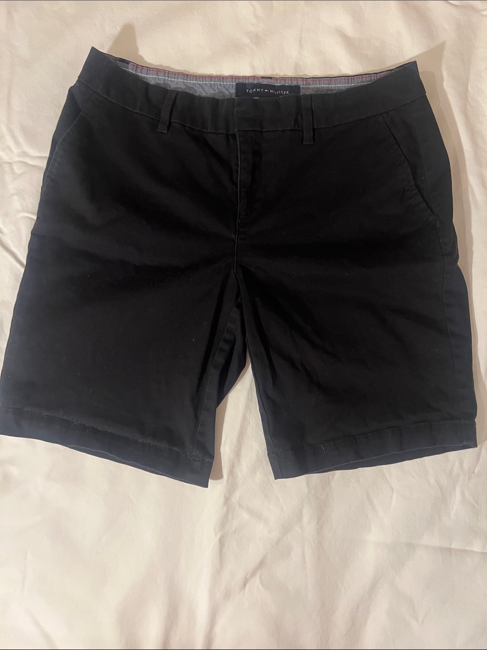 Tommy Hilfiger Men's Black Flat Front Cotton Shorts